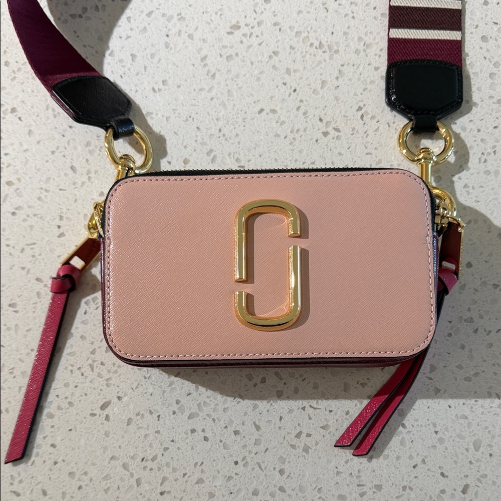 Marc Jacobs Snapshot Pink Colorblock Camera Crossbody Bag with Gold Accents
